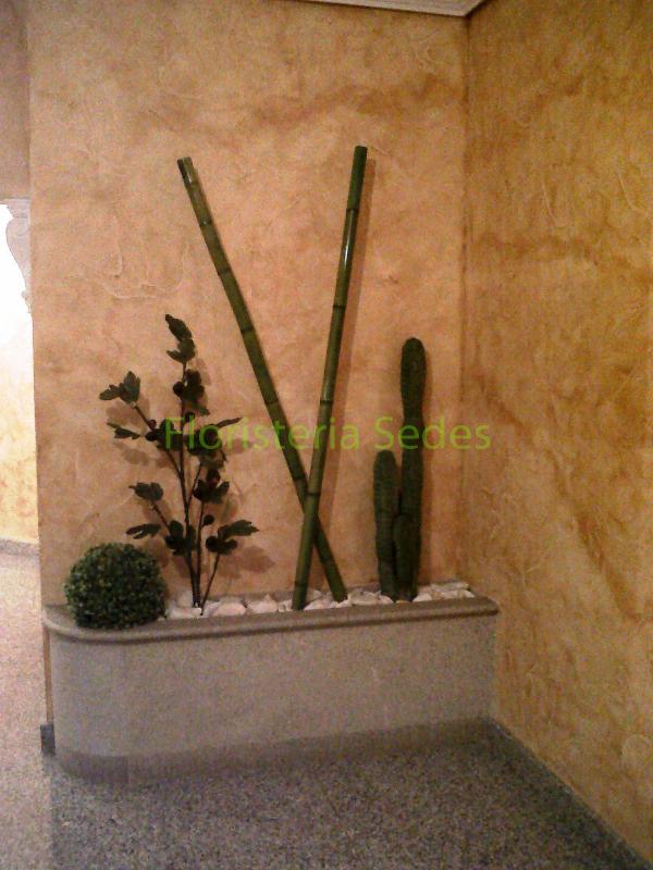 Decoración portal con bambú y cactus. - Imagen 2